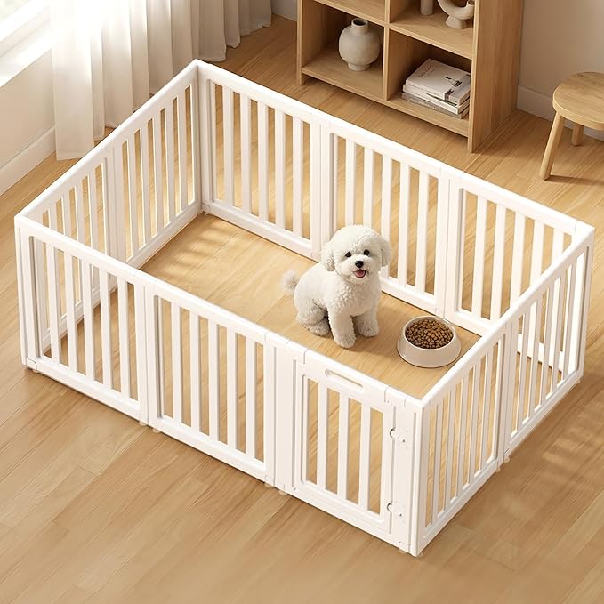 Dog Playpen, Clear Dog Pen, Dog Pen Indoor, Easy to Install and Remove Dog Play Pen, Puppy Playpen Suitable for Dogs, Cats,Dog Playpen Indoor (White, 30.3 inch Height, 10 Panels)