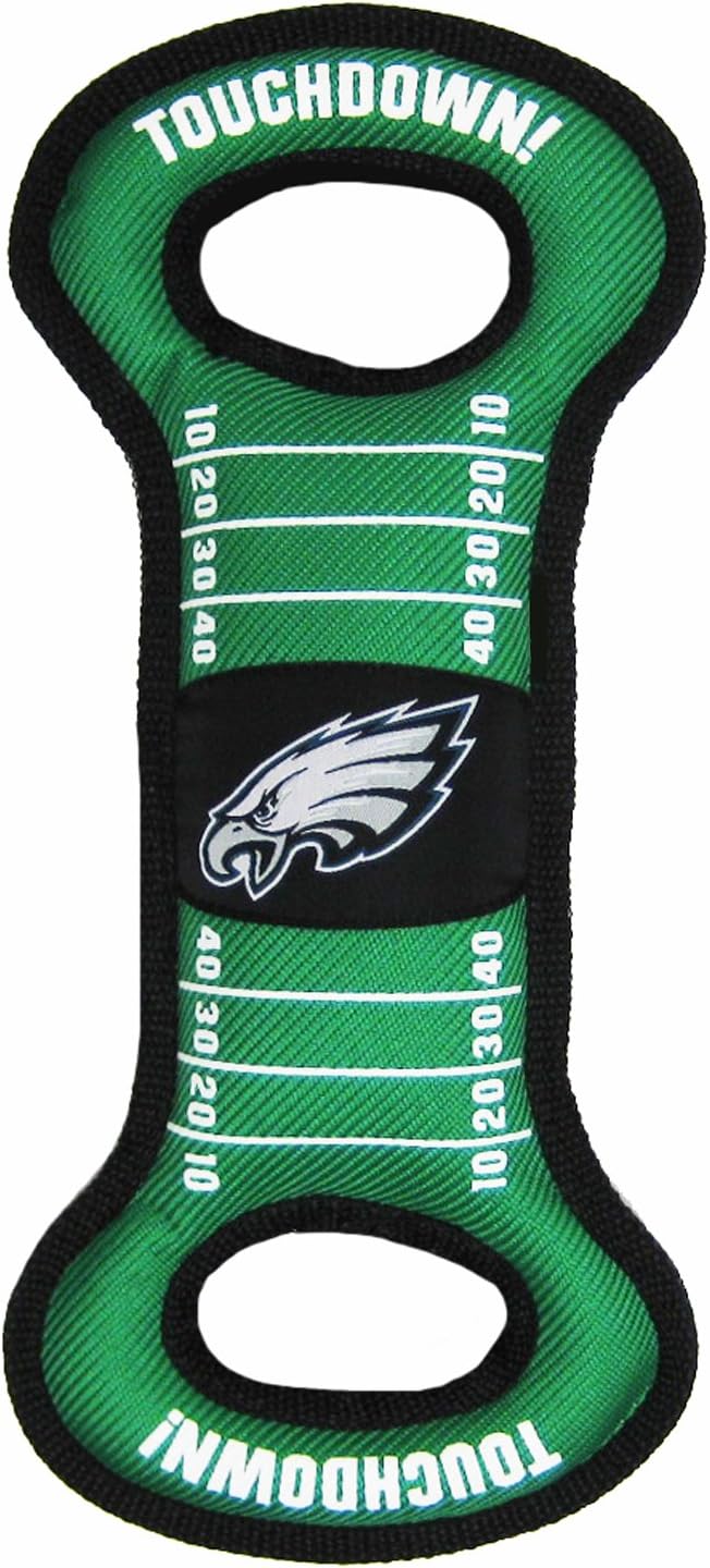 NFL Football Field DOG TOY with Squeaker. - PHILADELPHIA EAGLES - For Tug, Toss, and Fetch. - Tough & Durable PET TOY