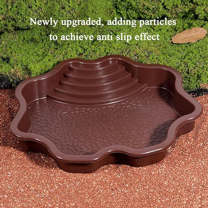 Turtle Bathing Pool, Reptile Feeding Dish Water Pot, Landscape Fish Tank Decoration, Lizard Turtle Bathing Pot for Aquatic Climbing Pet - Reddish Brown