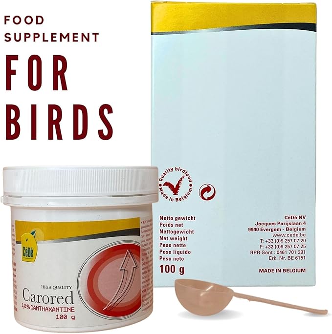 CéDé Carored Bird Food 100g, Rich in Protein, Ideal for Canaries, Flamingos and Cardinals, with Canthaxanthin to Enhance the Red Color, Treats and Nutrition for Birds, Canary Food