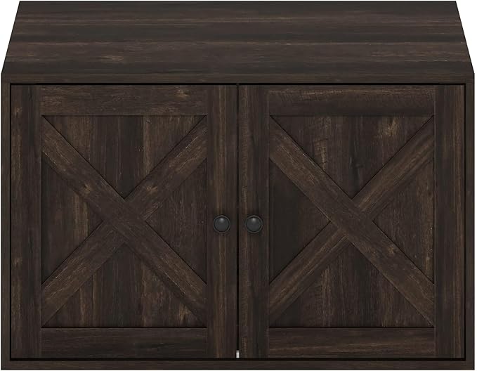 Furinno Peli Farmhouse Cat Litter Box Enclosure, Ebony