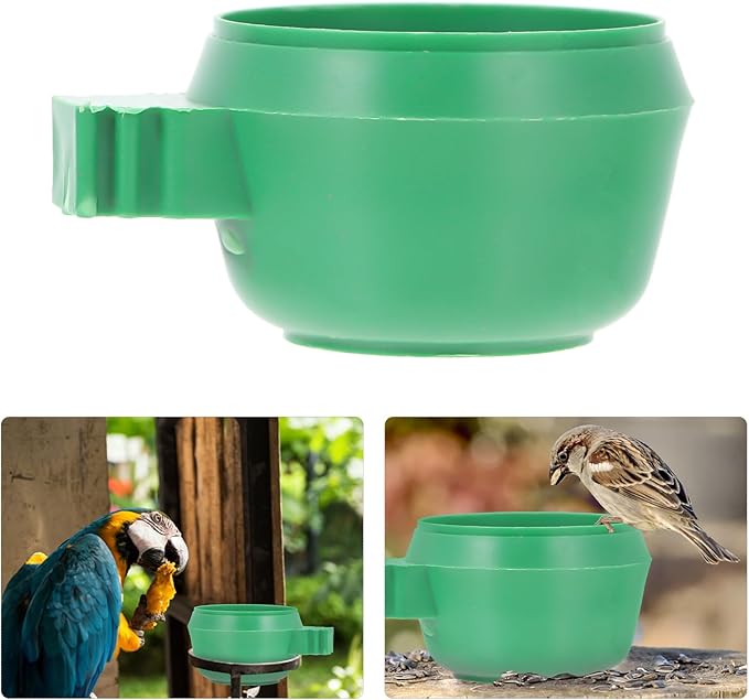 15pcs Green Small Bird Feeding Bowls Lock Food and Water Tray for Parrots and Small Birds Cage Supplies