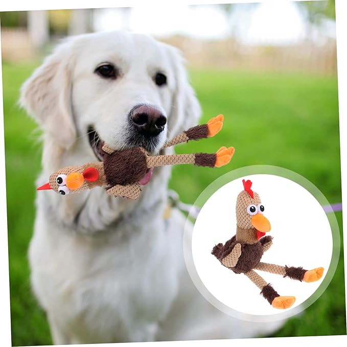 FOMIYES 2pcs Interactive Chew Toy for Dogs and Cats Funny Cartoon Rooster Plush Doll Teeth Grinding Molar Toy Pet Health and Care Washable