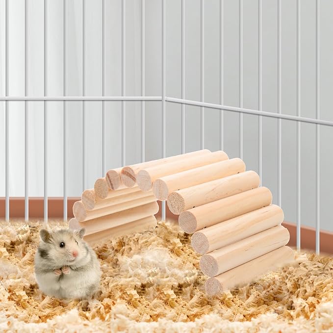 BESPORTBLE Bite-Resistant Wooden Hamster Ladder for Climbing and Exercise Easy Installation Multi-Function Natural Wood Ladder Plaything for Small Pets and Birds Cage Accessory