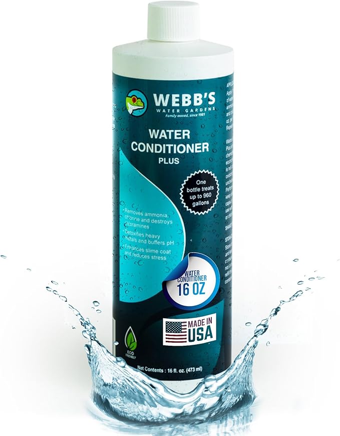 Webb's Water Gardens Pond Water Conditioner Plus - Pond Supplies and Accessories - Concentrated Liquid Formula for Aquatic Pets - 16 oz, Blue