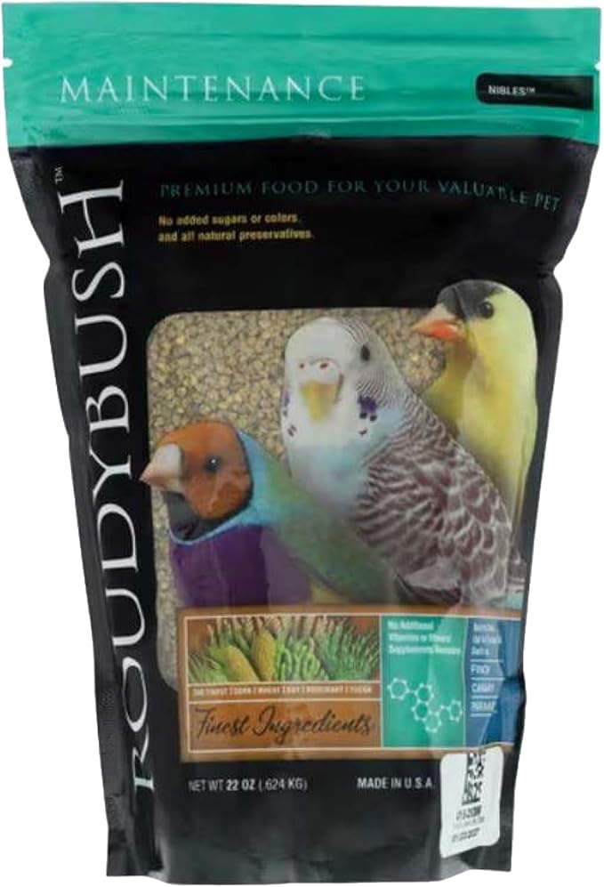 RoudyBush Daily Maintenance Food for Birds - Scientifically Formulated Bird Feed - Bird Food Pellets w/Corn, Wheat, Soy & More - Nutritious & Healthy Feed for Birds (Nibles, 22oz)