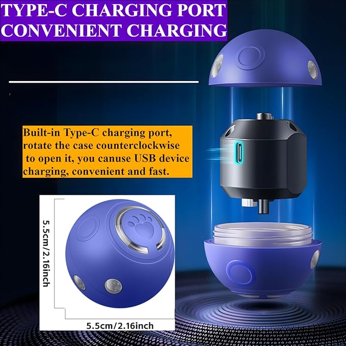 Upgraded Automatic Cat Ball Dog Toy, Smart Rolling Ball Toy for Dog Cat, Electric Balls for Self Moving Interactive Cat Toys (Blue)