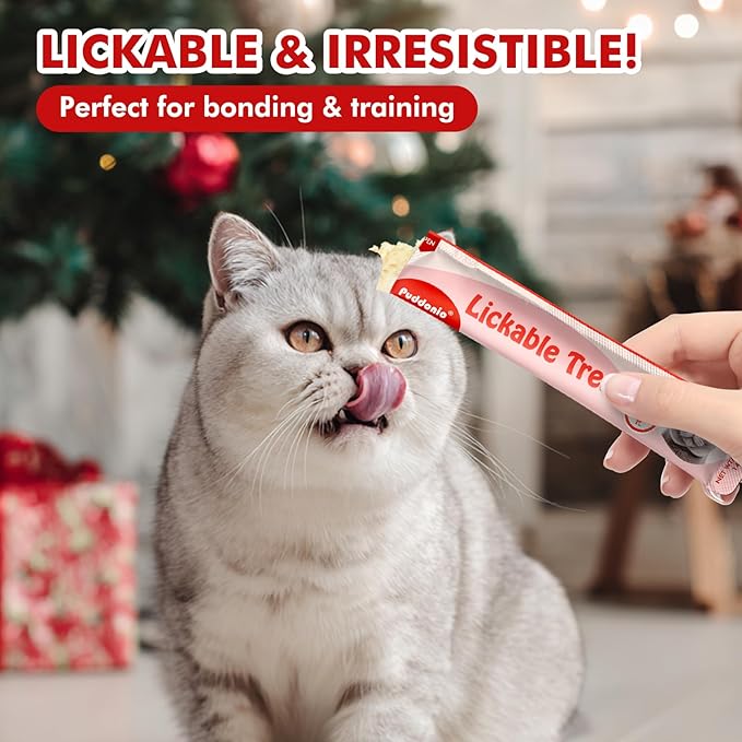 Lickable Cat Treats, High-Meat Wet Puree, Grain & Gum Free, for Cats, All-Natural Protein Snacks, 0.5oz Tubes (Pack of 20)