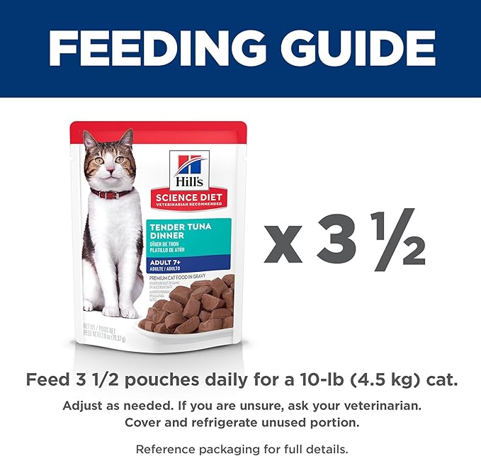 Hill's Science Diet Adult 7+ Cat Food, Tuna Stew, 2.8 oz. Pouches, 24-Pack