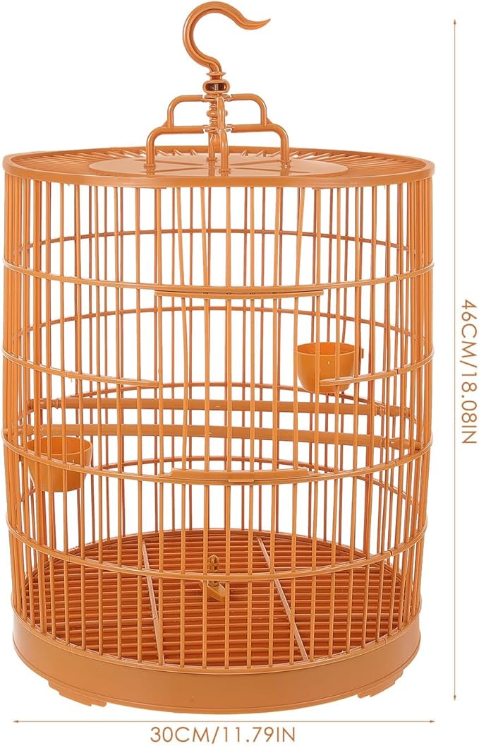 Plastic Hanging Bird Cage for Small Pets Round Parakeet Cage with 30cm Flat Top Outdoor Suitable for Domestic Birds