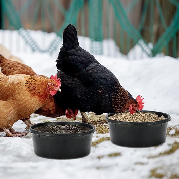 4Pcs Rubber Feed Pan, 1 Gallon Horse Feed Bucket Utility Feed Bucket, 10.6 x 4.1Inches Rubber Bowl Chicken Dust Bath Livestock Water Bowl for Pig Goat Chicken Dogs Farm Small Animal