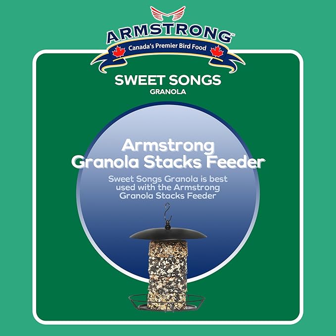 Armstrong Wild Bird Food Royal Jubilee Sweet Songs Granola Stack, 7.05oz (Pack of 4) High-Energy Treat with Black Oil Sunflower, Safflower & Nyjer Seeds - Ideal for Granola Stack Feeders