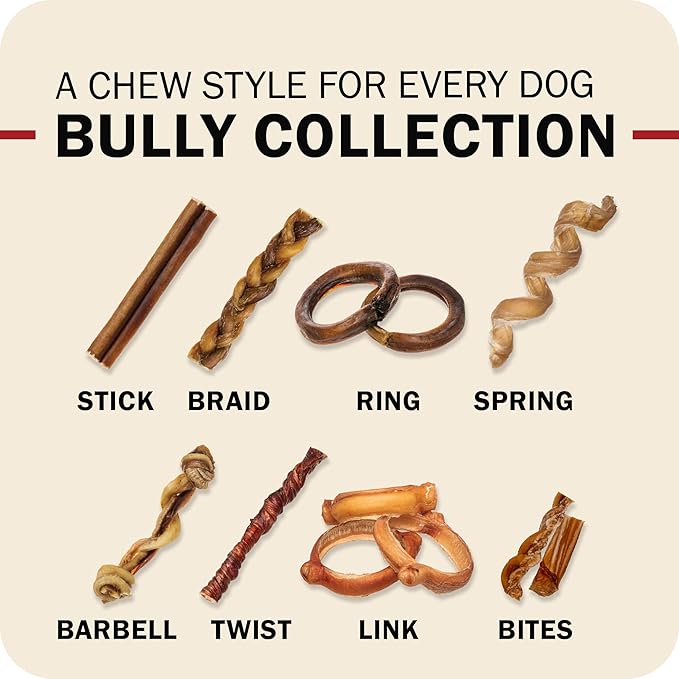 Redbarn Pet Products All Natural 5"-8" Braided Bully Sticks for Small & Large Dogs - Healthy Long Lasting Beef Chews Variety Party Pack - Single Ingredient Low Odor Rawhide Free - 8 oz Bag