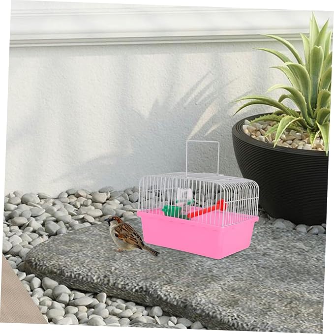 BESPORTBLE Portable Bird Cage with Food Box and Waterer Spacious Travel Carrier for Birds Metal Design for Comfortable Travel for Parrots and Lovebirds