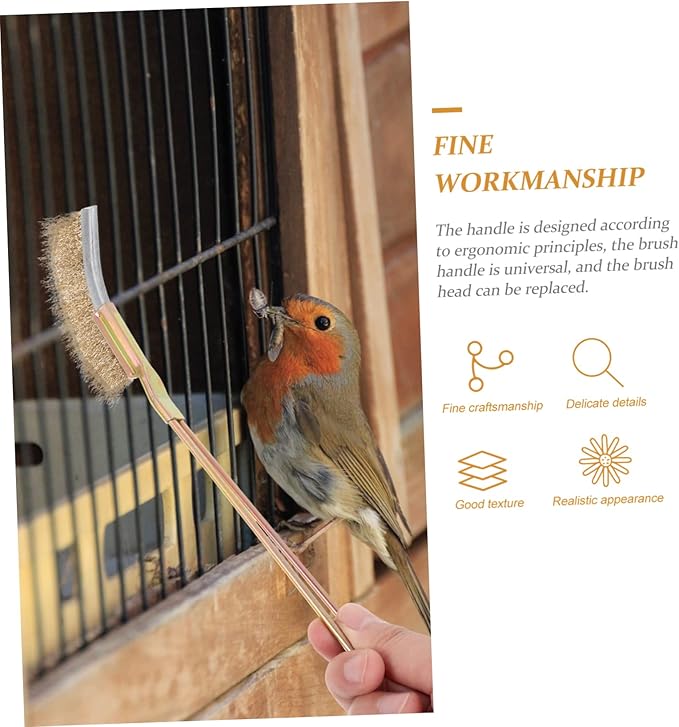 1set Bird Cage Cleaning Brush Extra Handle and Material for Bird Cage Accessories