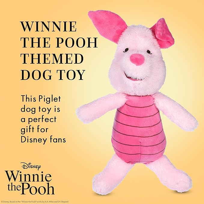 Disney for Pets Winnie the Pooh: Piglet Plush Buddy for Dogs Dog Toys | Plushie Toy for Pets with Squeaker | Squeaky Fabric Fun-Plush for Pups, 9 Inch