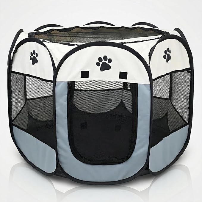 Bee Neat Indoor Pet Playpen 34 x 24 for Small Animals – Foldable, Breathable & Secure Exercise Pen for Rabbits, Guinea Pigs, Cats, Puppies & Small Dogs
