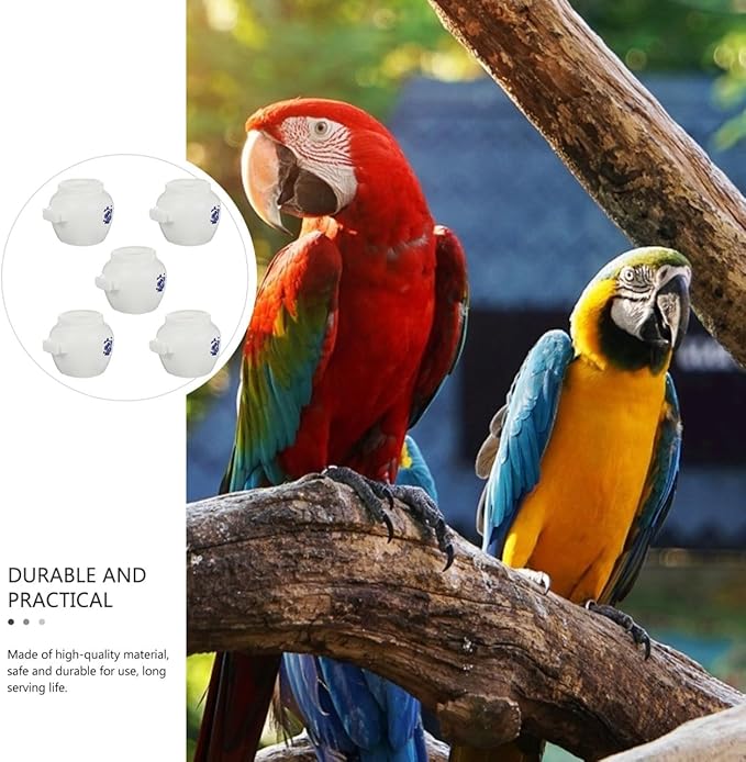 COLLBATH 5pcs Large Round Parrot Food Holders Bird Cage Food Bowls for Fruits Nuts Easy-Clean Sturdy Bird Dish Accessories for Parrots