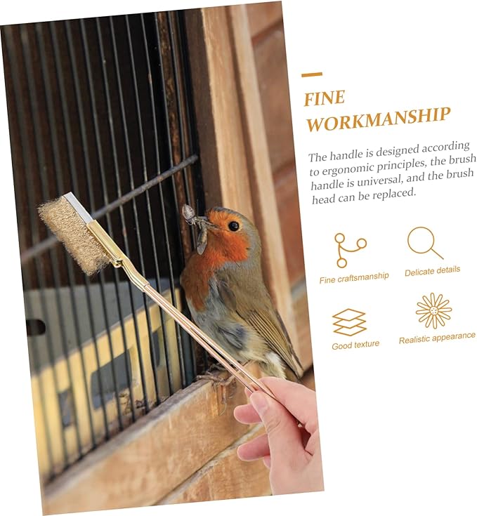 1set Bird Cage Cleaning Brush Handle Wire Brush for Easy Birdcage Cleaning for Parrot Cage Accessories and Bird Care Supplies
