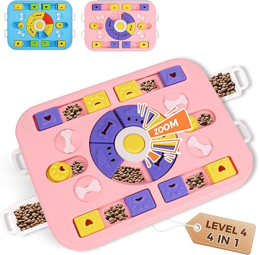 Puzzle Toys for Dogs &Cats,Treat Dispensing Dog Puzzle Toys for IQ Training and Brain Stimulation, Dog Enrichment Toys & Cat Puzzle Toy to Prevent Boredom and Overeating (L-Level4-Pink)