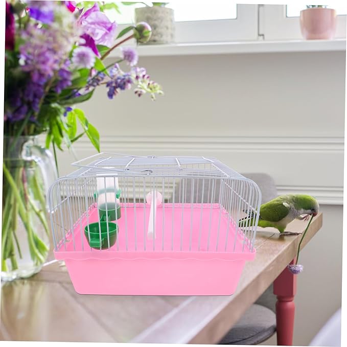 BESPORTBLE Portable Bird Cage with Food Box and Waterer Spacious Travel Carrier for Birds Metal Design for Comfortable Travel for Parrots and Lovebirds