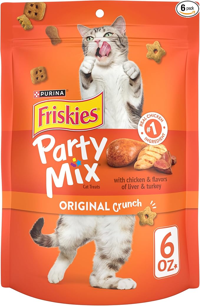 Purina Friskies Cat Treats, Party Mix Original Crunch - (Pack of 6) 6 oz. Pouches