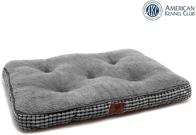 AMERICAN KENNEL CLUB AKC706GRAY AKC Small Pixel Crate Dog Pet Bed, Gray, 24 inch by 17 inch (Pack of 2)