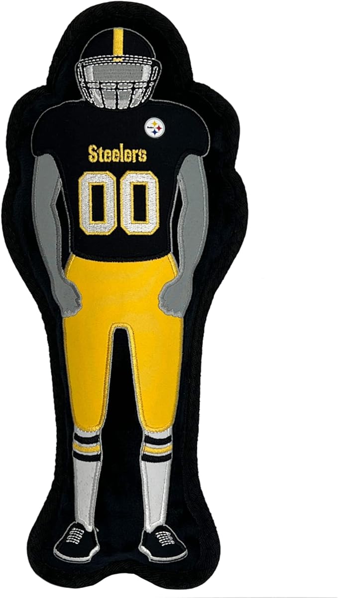 The 1st Ever Tough but Smooth Dog Toy NFL Pittsburgh Steelers Football Athletes Player Tough Pet Toy. A Premium Quality Doggie Toy with Built-in Squeaker. Sports Fans Favorite Chew Toy