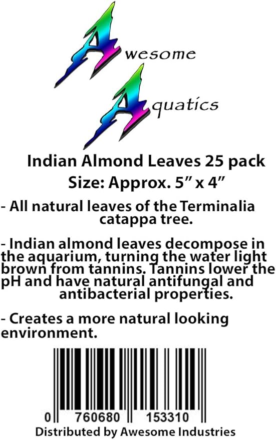 Awesome Aquatic Betta & Shrimp Leaves 30 4"-6" Premium Catappa Indian Almond Leaves Natural Habitat Tannin Producing Improves Immunity, Easy to USE