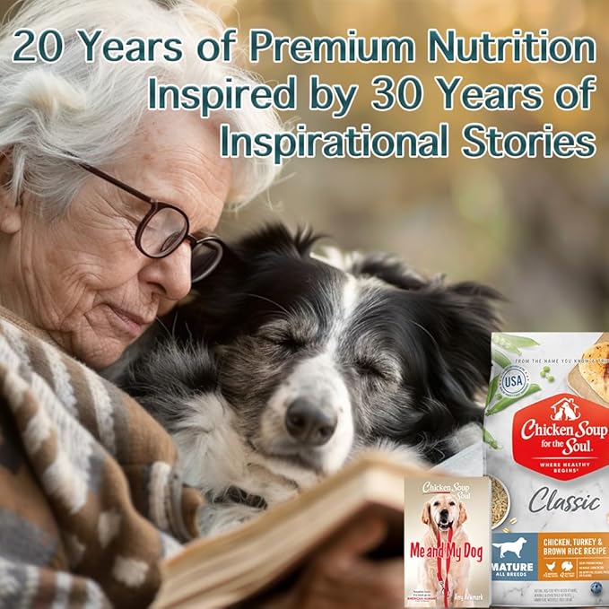 Chicken Soup for the Soul All Natural Premium Senior/Mature Dry Dog Food, Real Meat First Ingredient, No By-Products, Supports Joint Health and Mobility, Chicken, Turkey & Brown Rice, 13.5lb