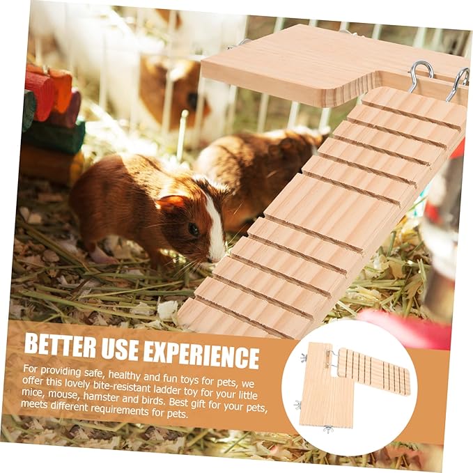 LIOOBO 1set Wooden Hamster Platform Hanging Ladder Fun Plaything for Pets Promotes Exercise Coordination Random Style Design for Hamsters Guinea Pigs