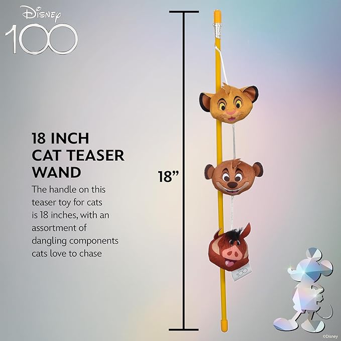 Disney for Pets The Lion King Cat Wand Toy with Catnip,12in Cat Toys | Fun Cat Teaser Wand Toys for Cats Inspired The Lion King with Simba, Timon, Pumbaa Plushes