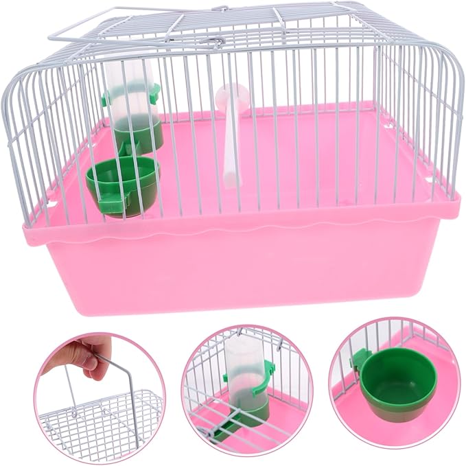 BESPORTBLE Portable Bird Cage with Food Box and Waterer Spacious Travel Carrier for Birds Metal Design for Comfortable Travel for Parrots and Lovebirds