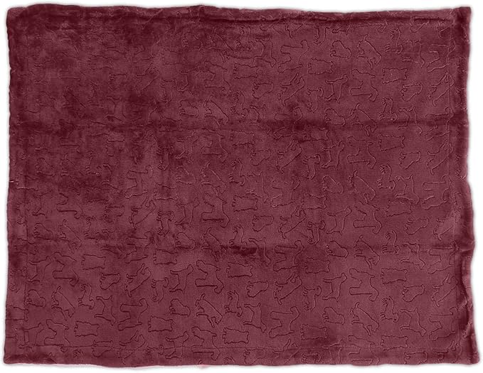 American Kennel Club Premium Velvet Sherpa Pet Blanket Soft and Warm Pet Throw for Dogs & Cats – 40”x30” - Wine