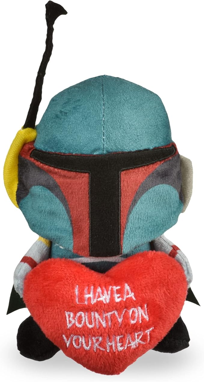 STAR WARS Dog Toy Boba Fett Plush Squeaker| 9” Mandalorian Bounty on Your Heart Plush Squeaker Pet Toy Toy for Dogs Boba Fett Stuffed Animal 9 inch