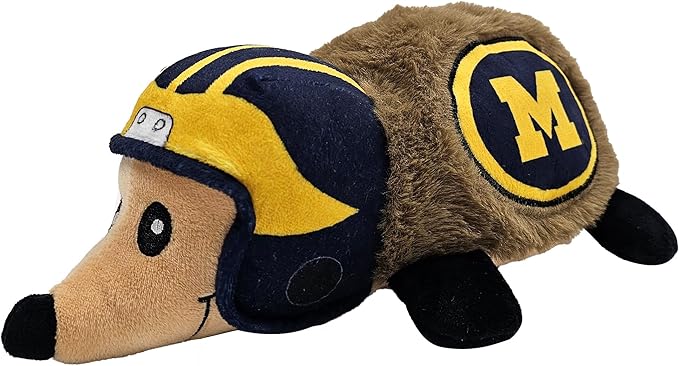 NCAA Michigan Wolverines Plush Hedgehog Toy for Dogs & Cats, Cool Soft Pet Toy for Fun and Interactive Play, Dog Chew Toy with Squeaker, Licensed Hot Pet Toy