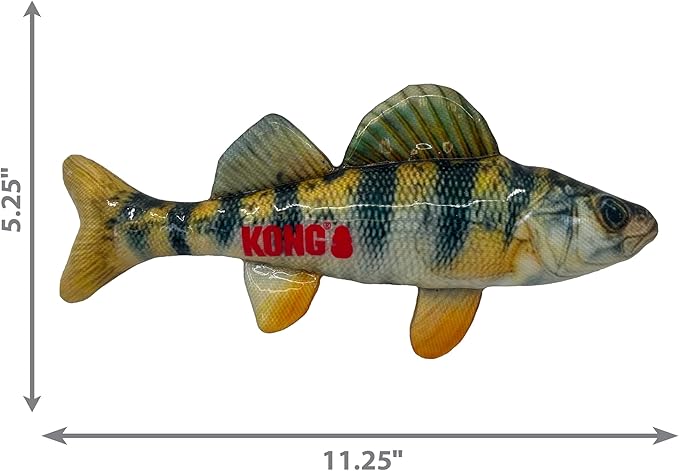 KONG Wild Shield Fish Shaped Dog Toy for Medium Breeds (Perch)