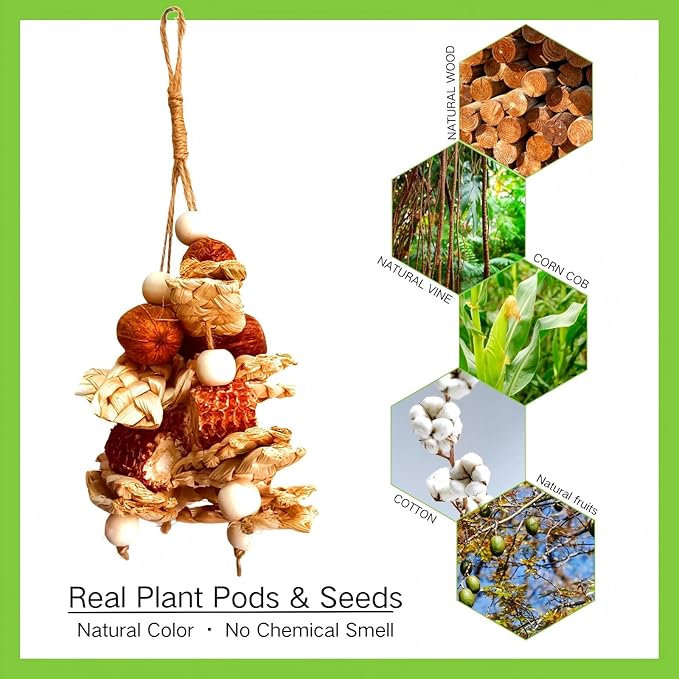 2pcs Bird Toys for Parakeets,Foraging Toys for Birds Parrot Chewing Hanging Toy,Bird Cage Toy for Conure Cockatiel Budgies Lovebird