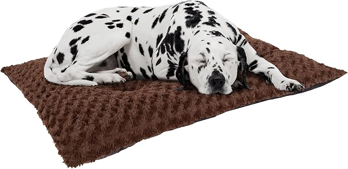 Dog Bed – 42x26 Large Pet Pillow and Crate Pad with Faux Fur Sleep Surface and Non-Slip Bottom – Machine Washable Dog Bed by PETMAKER (Brown)