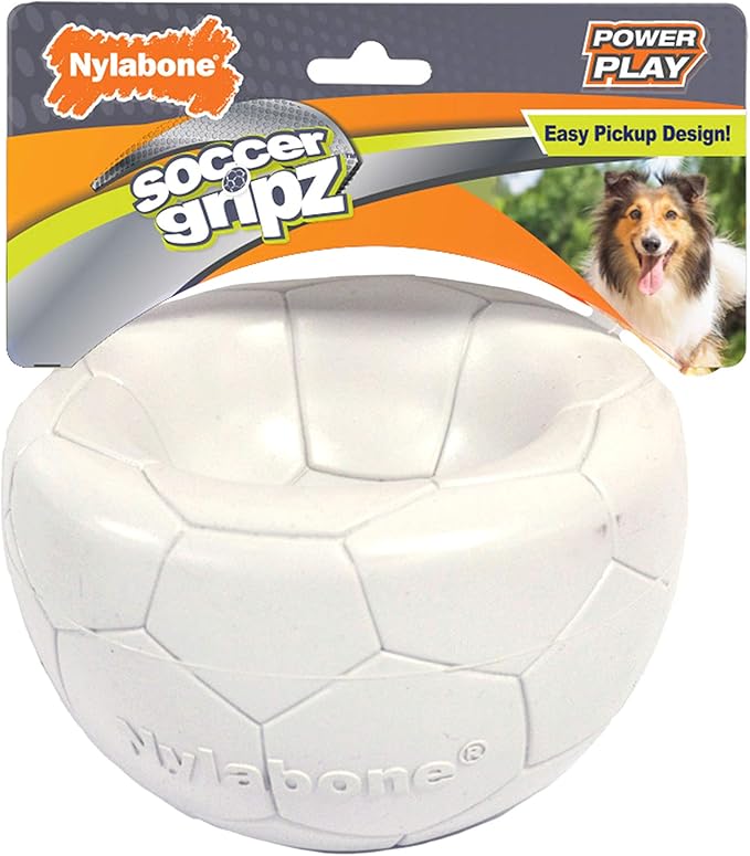 Nylabone Power Play Gripz Felt Soccer Ball Rubber Fetch Toy, Squeaky Ball for Dogs, Medium (1 Count)