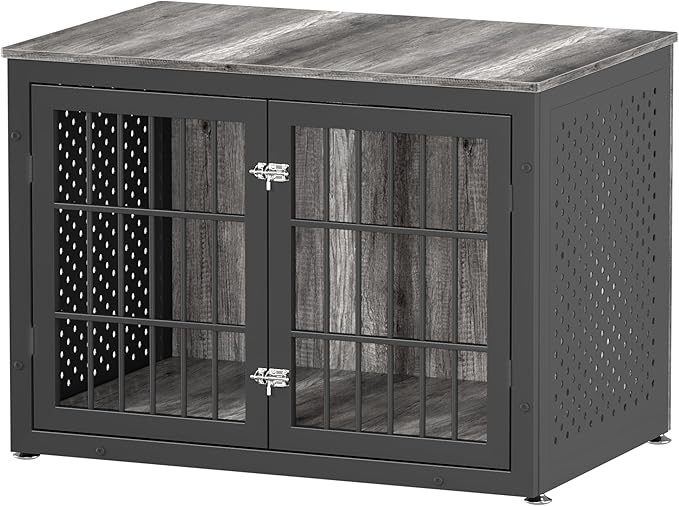 rehomerance 38" Heavy Duty Dog Crate Furniture for Large and Medium Dogs,Wooden Metal Kennel for High Anxiety Dogs, Chew Proof Cage Indoor, Decorative Kennel End Table
