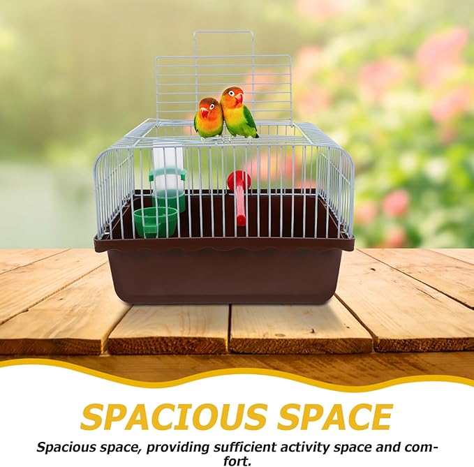 NUOBESTY Portable Bird Carrier Cage for Travel with Perch Food Box Water Dispenser Lightweight Spacious Parrot and Lovebird Travel Cage for Small Birds and Pets Easy-Clean Design