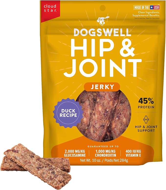 Dogswell Hip & Joint Jerky Dog Treats, Duck, 10 oz. Pouch