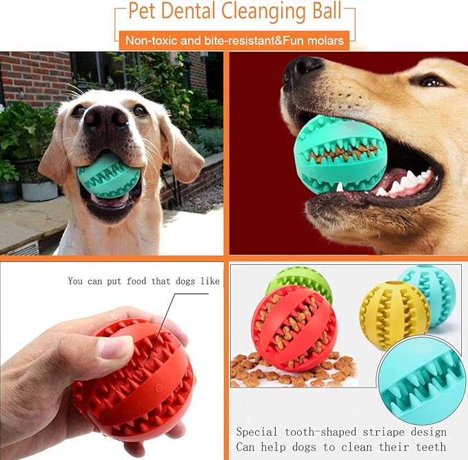 Dog Toy, Nontoxic Bite Resistant Ball for Pet Dogs Puppy Cat, Food Treat Feeder Chew Tooth Cleaning Exercise Game IQ Training, Large Dog Toy