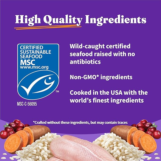 Halo Holistic Cat Food Wild Caught Whitefish Formula, Healthy Grains Dry Cat Food, For Sensitive Stomach Support, Kibble for Adult Cats, 6 lb Bag