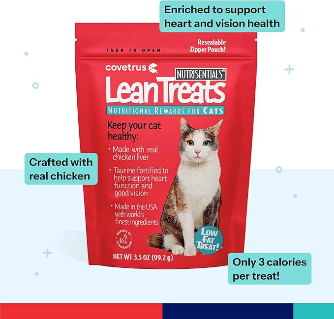 Covetrus Nutrisential Lean Treats for Cats - Soft Cat Treat for Small, Medium, Large Cats - Nutritional Low Fat Bite Size Feline Treat - Chicken Flavor - 3 Pack - 3.5oz