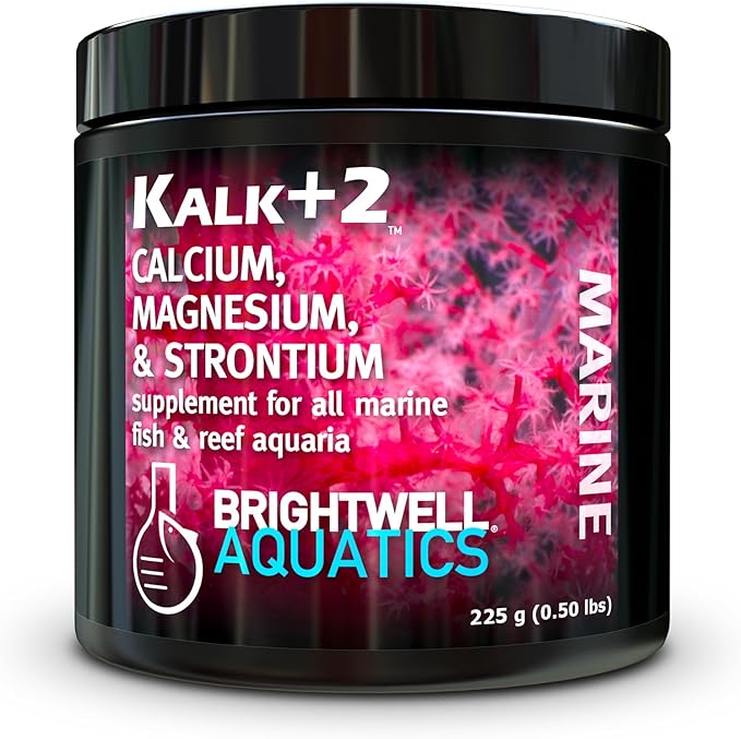 Brightwell Aquatics Kalk+2 – Premium Kalkwasser Powder Supplement with Calcium, Strontium, and Magnesium for Reef Aquariums, pH & Alkalinity Support, 225g