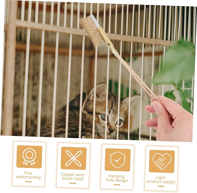 1set Bird Cage Cleaning Brush Handle Wire Brush for Easy Birdcage Cleaning for Parrot Cage Accessories and Bird Care Supplies