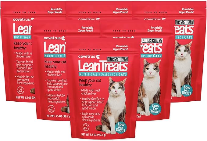 Covetrus Nutrisential Lean Treats for Cats - Soft Cat Treats for Small, Medium, Large Cats - Nutritional Low Fat Bite Size - Chicken Flavor - 6 Pack - 3.5oz