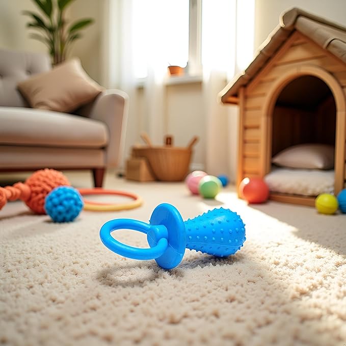 Blue Dserw Dog Pacifier Chew Toys, Mini Bite Resistant Bell Shape Rubber Pacifier Pet Puppy Molar Chew Training Toy, Bell Chewing Playing Training Toys, for Pet Puppy Dog Cat, Chew Toys